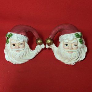 VTG Fitz and Floyd Christmas Holiday Santa Claus Face Salt & Pepper Shaker Set